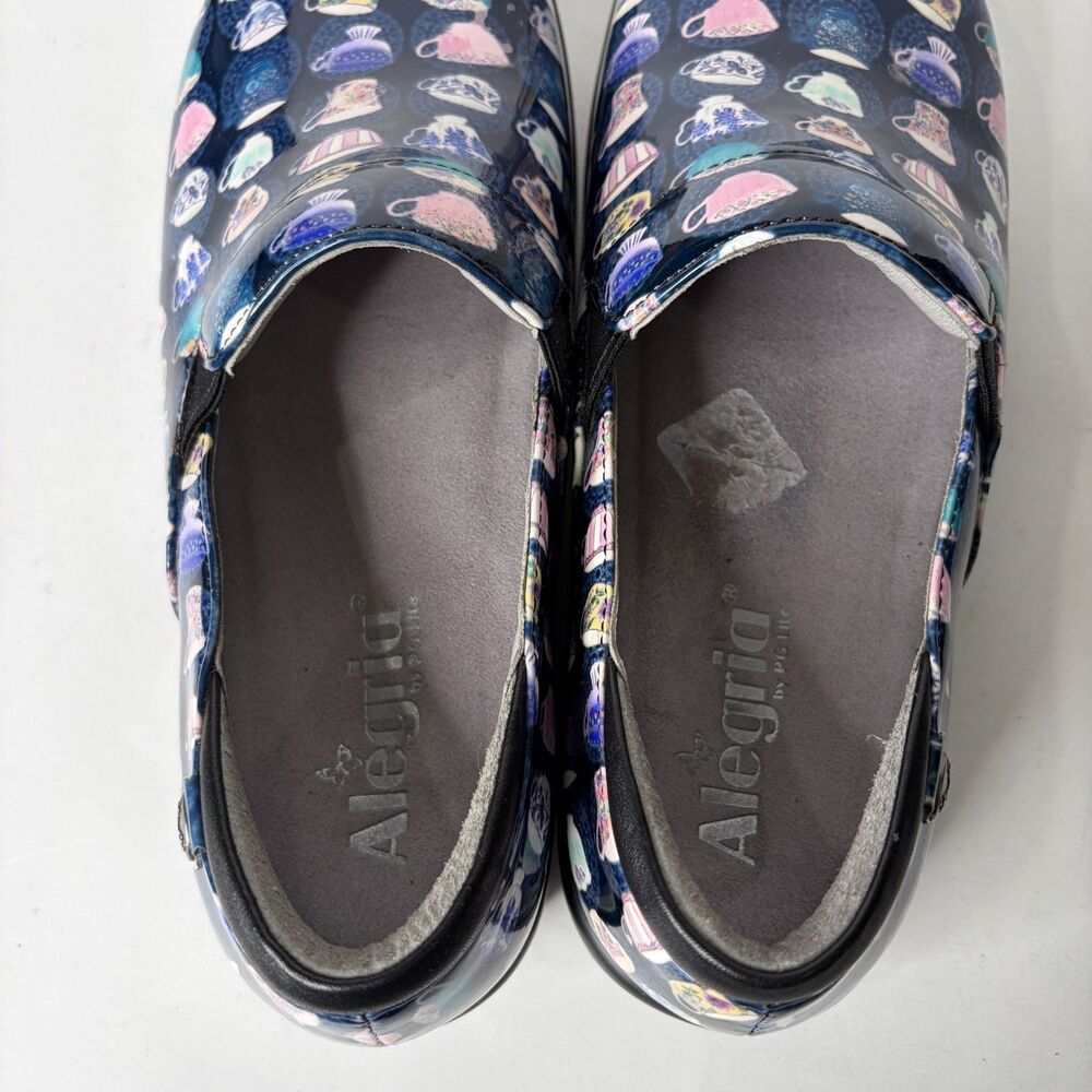 Alegria Kel-7626 Comfort Clog Shoe Slip Resistant Tea Cup Pattern Women Size 38 - Picture 7 of 8